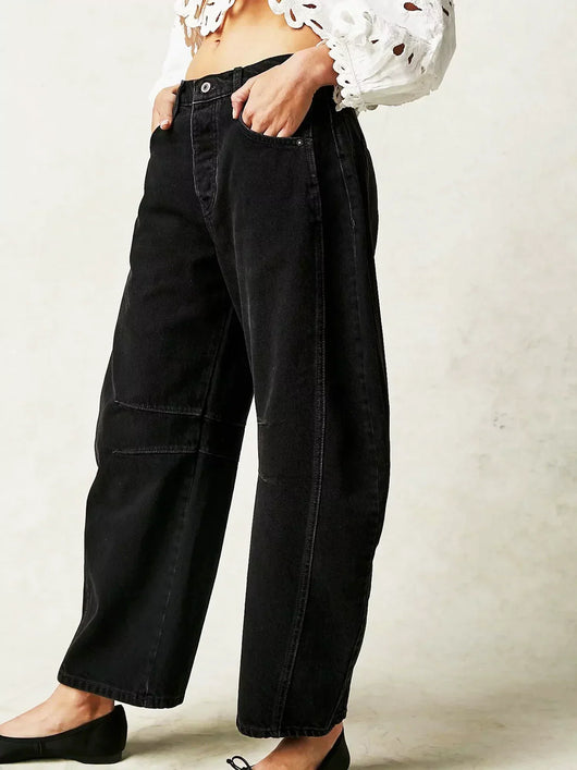 Gabriela | Bedrukte dames jeans met wijde pijp