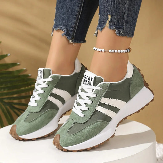 Annika | Dames retro chunky plateau sneakers met veters