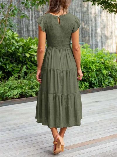 Johanna | Dames gelaagde midi-jurk met corrigerend effect