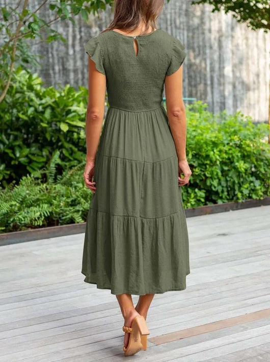 Johanna | Dames gelaagde midi-jurk met corrigerend effect