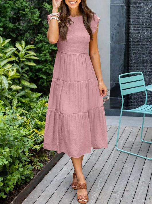 Johanna | Dames gelaagde midi-jurk met corrigerend effect