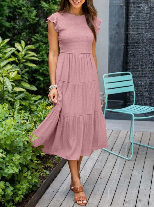 Johanna | Dames gelaagde midi-jurk met corrigerend effect