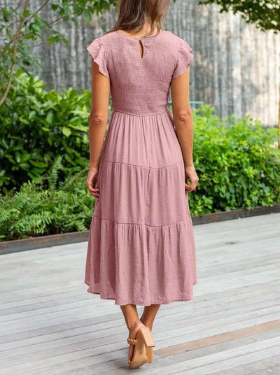 Johanna | Dames gelaagde midi-jurk met corrigerend effect