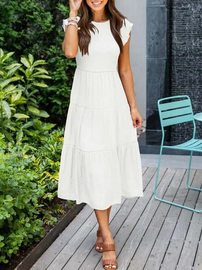 Johanna | Dames gelaagde midi-jurk met corrigerend effect