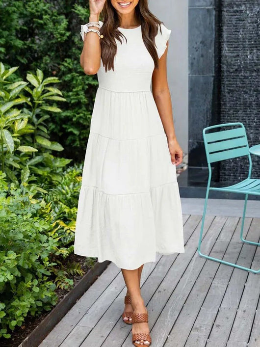 Johanna | Dames gelaagde midi-jurk met corrigerend effect