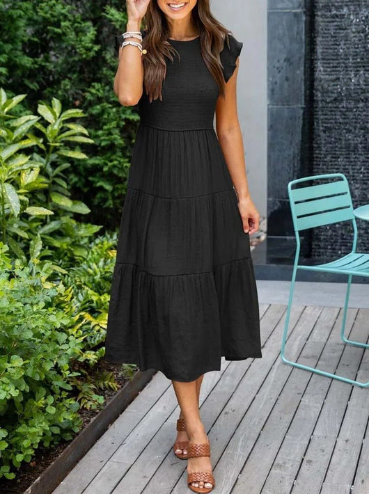 Johanna | Dames gelaagde midi-jurk met corrigerend effect