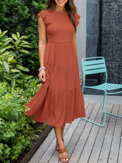 Johanna | Dames gelaagde midi-jurk met corrigerend effect