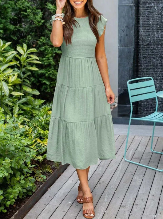 Johanna | Dames gelaagde midi-jurk met corrigerend effect