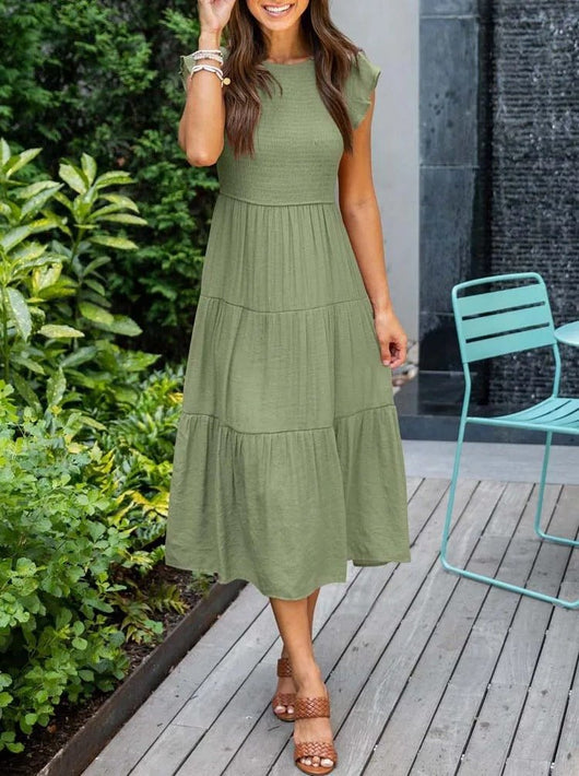 Johanna | Dames gelaagde midi-jurk met corrigerend effect