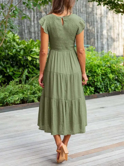 Johanna | Dames gelaagde midi-jurk met corrigerend effect