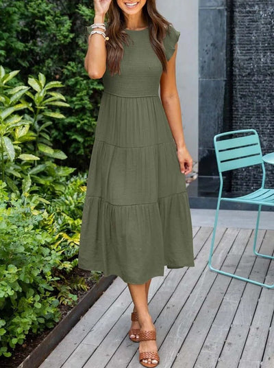 Johanna | Dames gelaagde midi-jurk met corrigerend effect