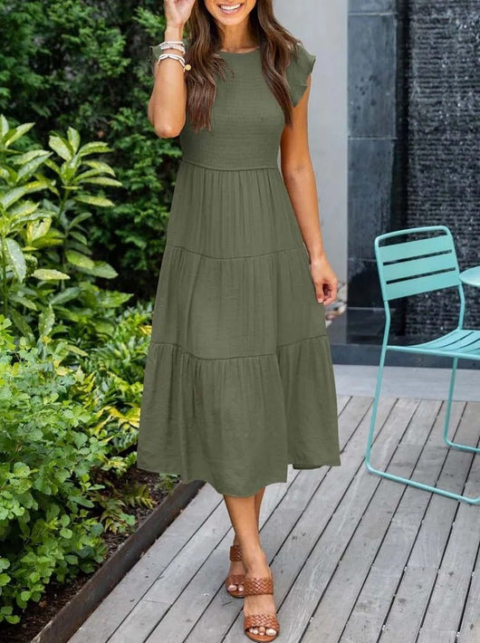 Johanna | Dames gelaagde midi-jurk met corrigerend effect