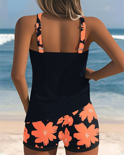 Hannah | Dames corrigerende tankiniset met bloemenprint en racerback