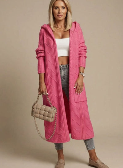 Clara | Lang dames vest met capuchon van katoenmix