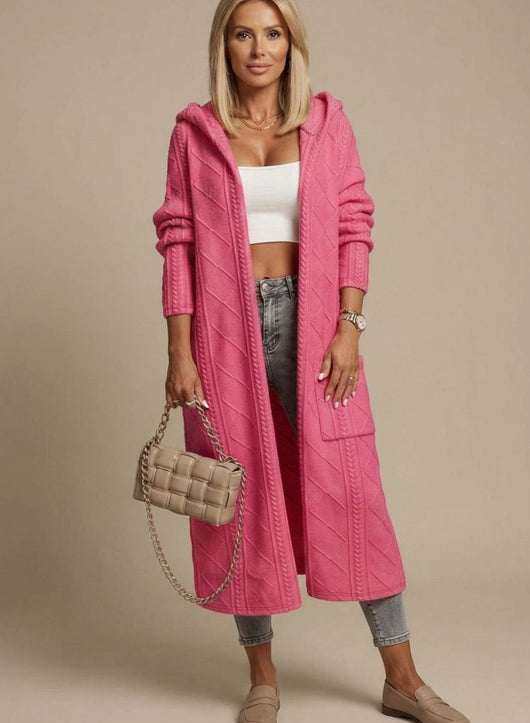 Clara | Lang dames vest met capuchon van katoenmix