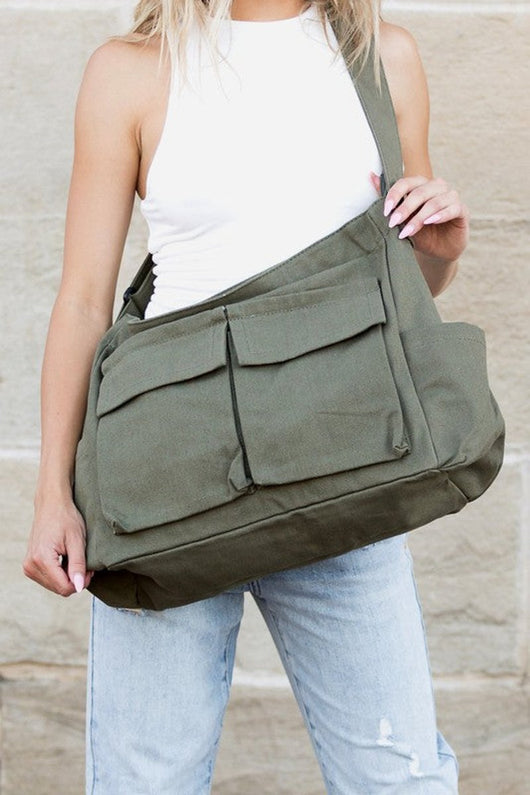 Elfriede | Extra grote dames canvas shopper met schouderband