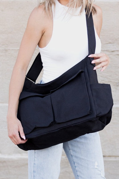 Elfriede | Extra grote dames canvas shopper met schouderband