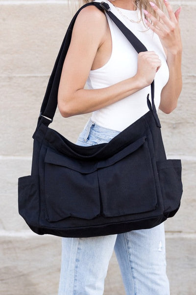 Elfriede | Extra grote dames canvas shopper met schouderband