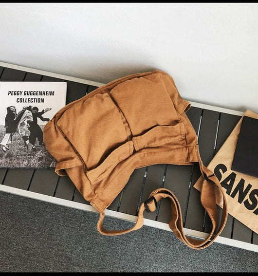 Elfriede | Extra grote dames canvas shopper met schouderband