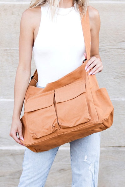 Elfriede | Extra grote dames canvas shopper met schouderband