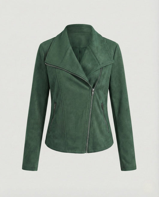 Nora | Dames bikerjack in imitatiesuède met asymmetrische rits