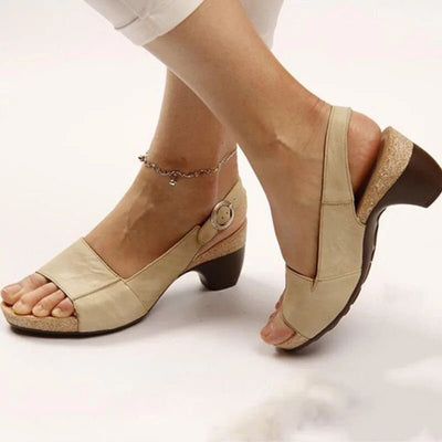Amelie | Dames slingback sandalen met blokhak en gesp