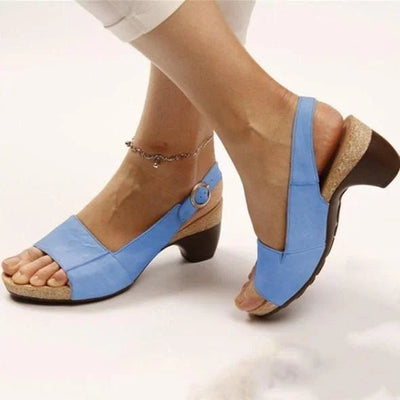 Amelie | Dames slingback sandalen met blokhak en gesp