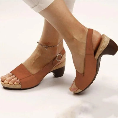 Amelie | Dames slingback sandalen met blokhak en gesp