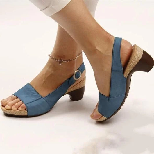 Amelie | Dames slingback sandalen met blokhak en gesp