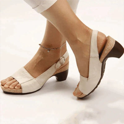 Amelie | Dames slingback sandalen met blokhak en gesp