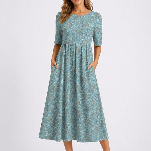 Johanna | Dames midijurk met bloemendessin en ronde hals