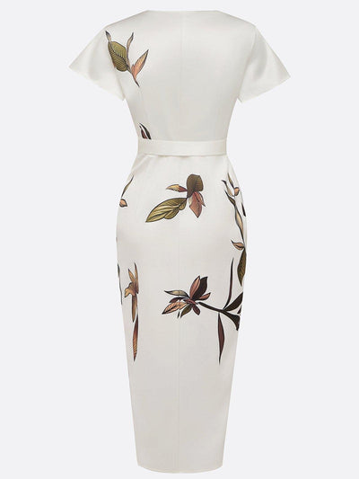 Amelie | Dames wikkel midi-jurk met bloemenmotief en V-hals