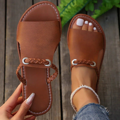 Greta | Dames platte gevlochten bohosandalen