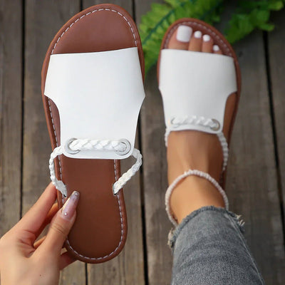 Greta | Dames platte gevlochten bohosandalen
