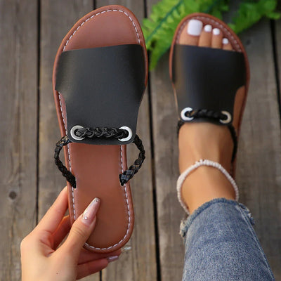 Greta | Dames platte gevlochten bohosandalen