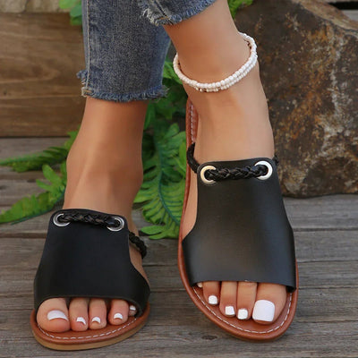 Greta | Dames platte gevlochten bohosandalen