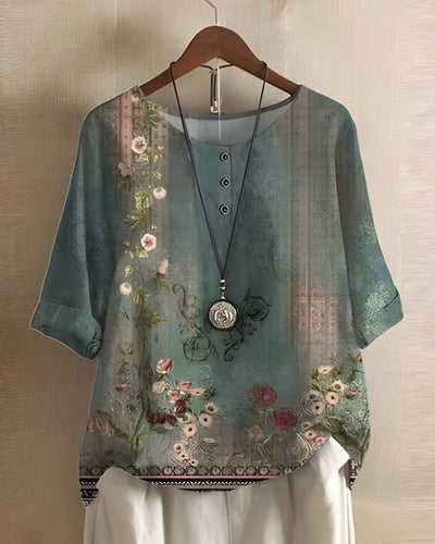 Sophie | Dames boho top met korte mouwen en kleurrijke etnische print