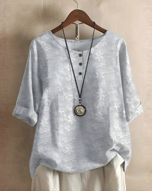 Sophie | Dames boho top met korte mouwen en kleurrijke etnische print