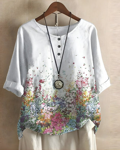 Sophie | Dames boho top met korte mouwen en kleurrijke etnische print