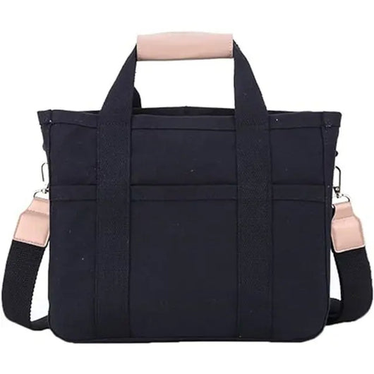 Elfriede | Grote dames canvas shopper met meerdere vakken en crossbodyband