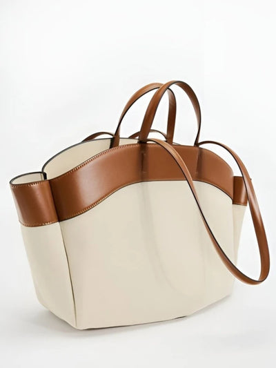 Marie | Grote dames canvas shopper met leren details