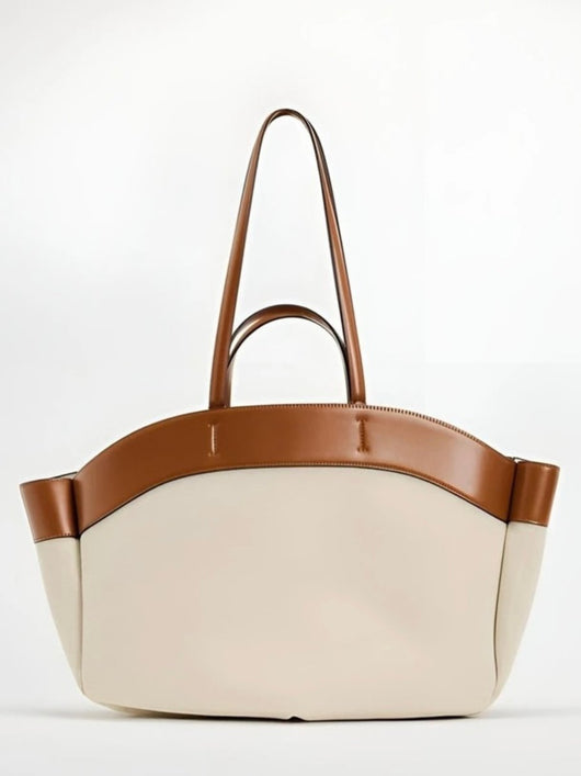 Marie | Grote dames canvas shopper met leren details