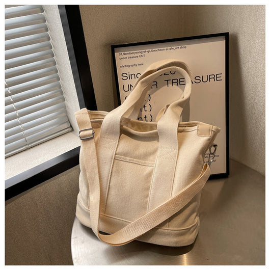 Mia | Multifunctionele dames canvas shopper met schouderband