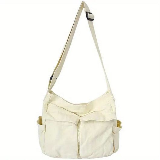 Marie | Dames canvas shoudertas in vintagelook met buitenzakken
