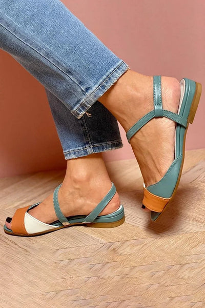 Elisabeth | Dames bandjessandalen met colorblock en open teen