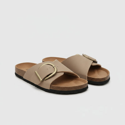 Katharina | Comfortabele platte dames sandalen met brede band en gesp