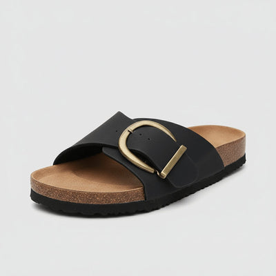 Katharina | Comfortabele platte dames sandalen met brede band en gesp