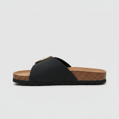 Katharina | Comfortabele platte dames sandalen met brede band en gesp