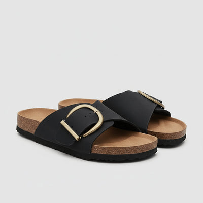 Katharina | Comfortabele platte dames sandalen met brede band en gesp