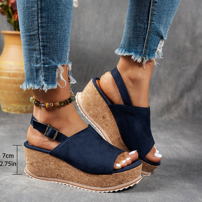Emilia | Comfortabele dames sandalen met sleehak, luipaardprint en gesp